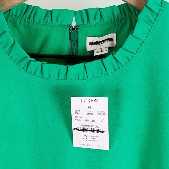 NWT J. Crew Factory Ruffleneck Knee Length Suit Dress In Modern Clover - Picture 5 of 8